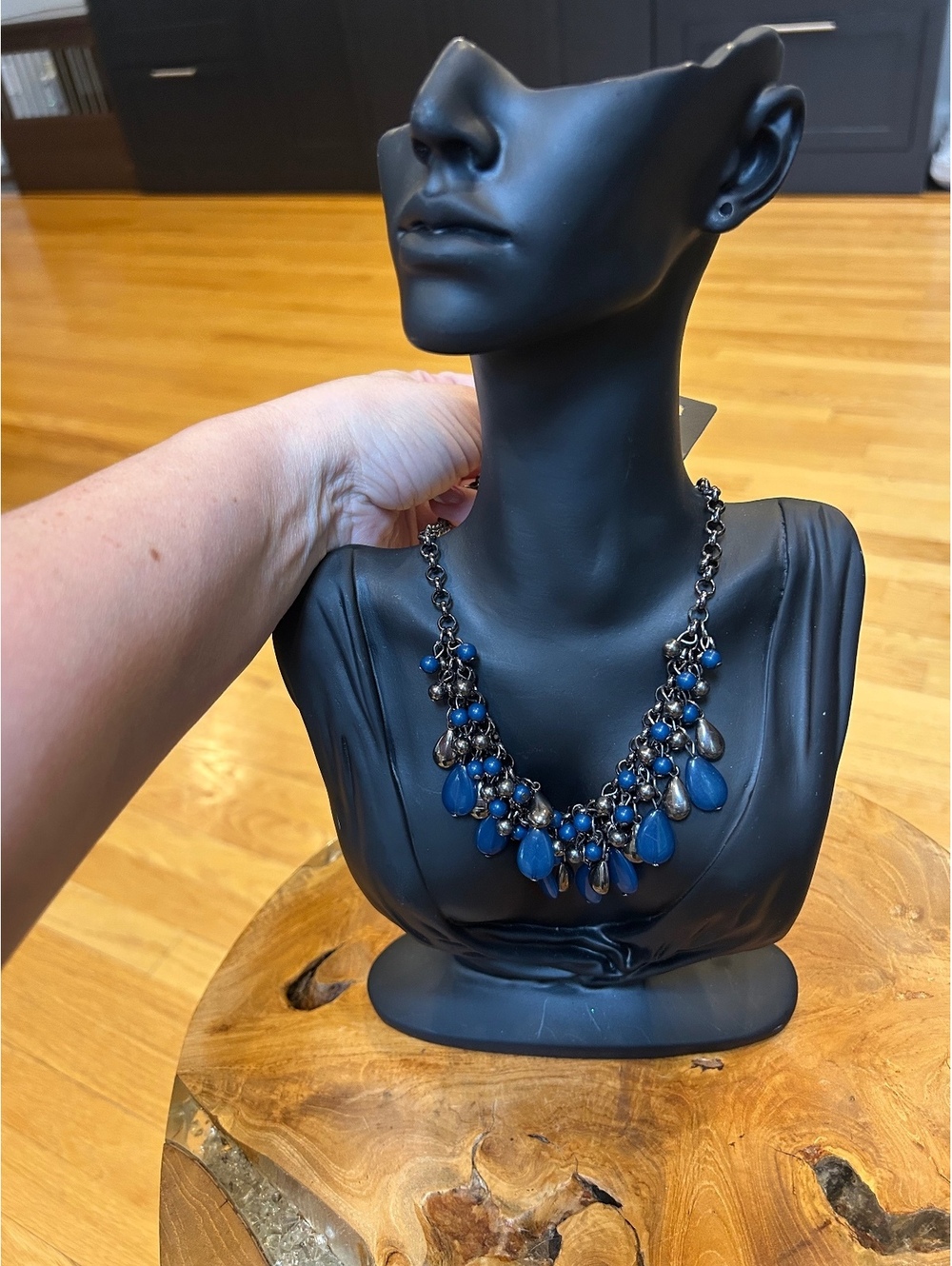Vintage Paparazzi Blue Metal Necklace and Earring Set